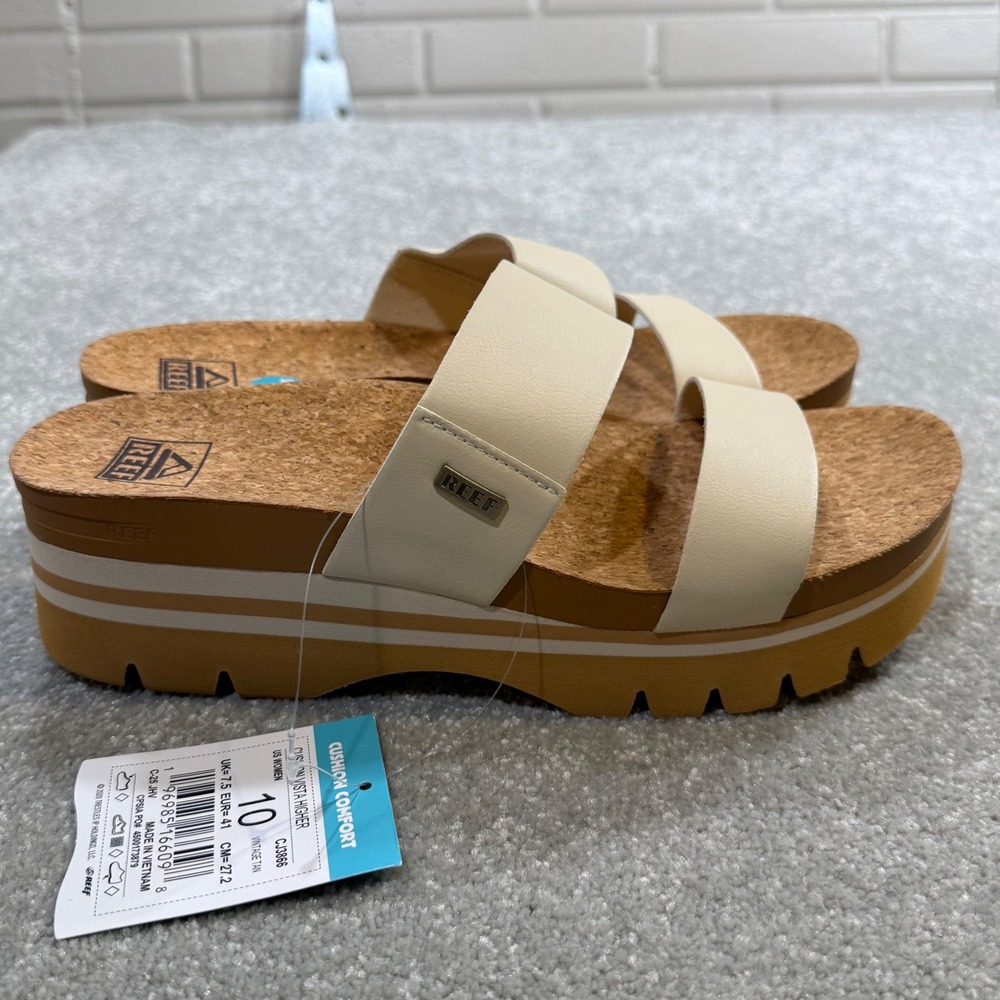 Reef Cushion Vista Higher Platform Sandal Vintage Tan Cork NIB Sz10 Comfort Boho - Picture 7 of 14